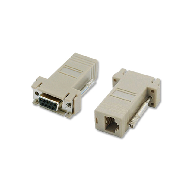 Beige DB9 female to RJ45 female modular adapter