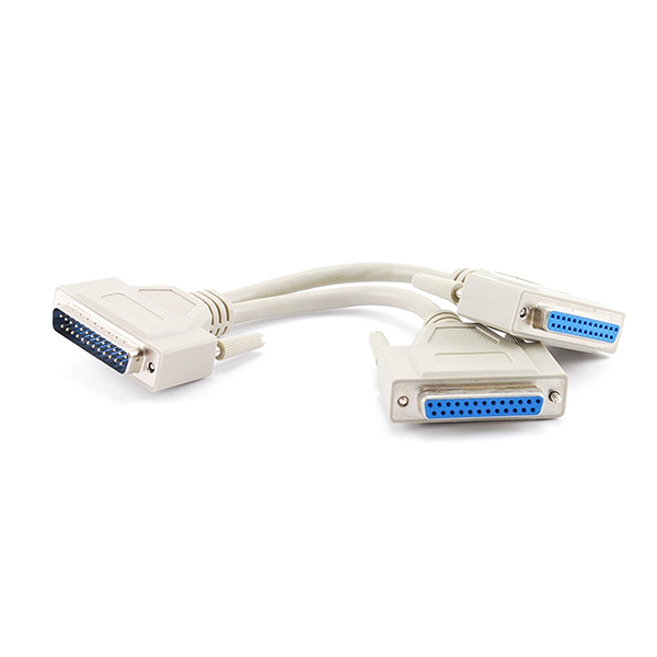 DB25 male to 2 ports DB25 female Y splitter serial cable