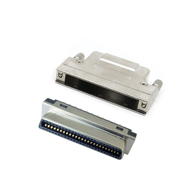 SCSI CN50 female cable connector with straight Exit Hood