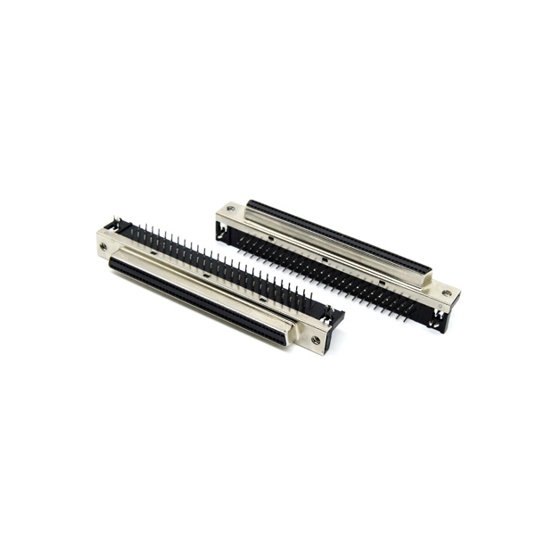 Header right angle mount SCSI DB 100 female connector with screw bracket
