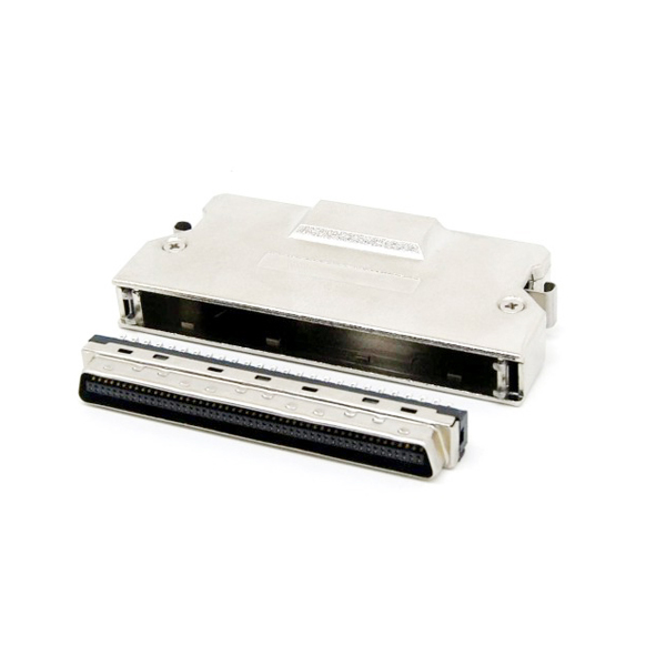 SCSI MDR 100 pin solder connector with latch clip