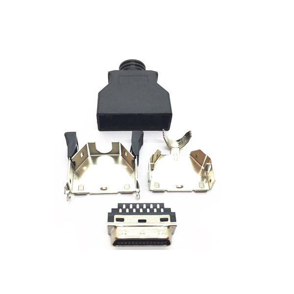 solder type SCSI MDR 26pin connector with clip and ABS Hood