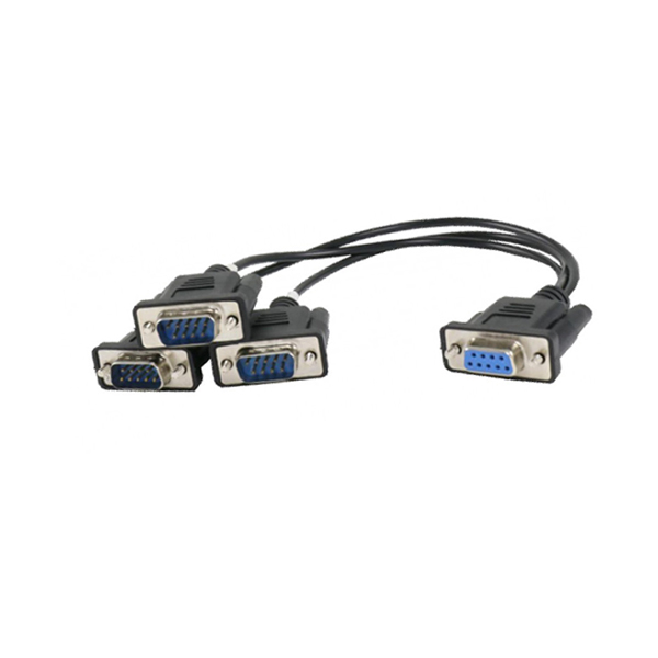 Beige Serial DB9 female to 3 ports DB9 male splitter cable