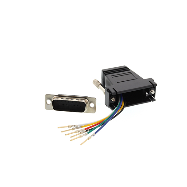 Black DB15 male to RJ45 modular console adapter kit
