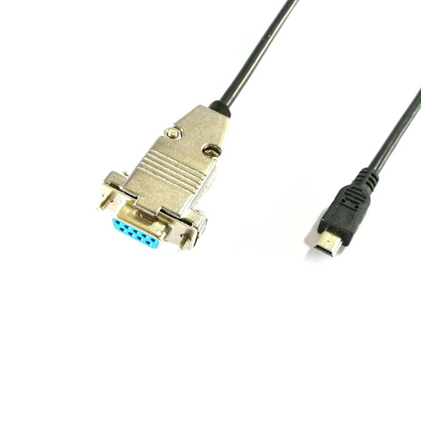 Černý sériový kabel RS232 DB9 samice na Mini USB samec