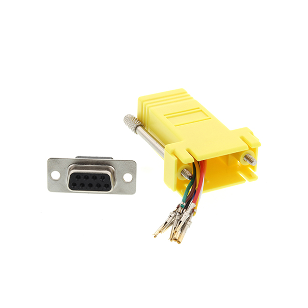 DB9 female to rj45 female rs232 modular adapter kit Yellow type