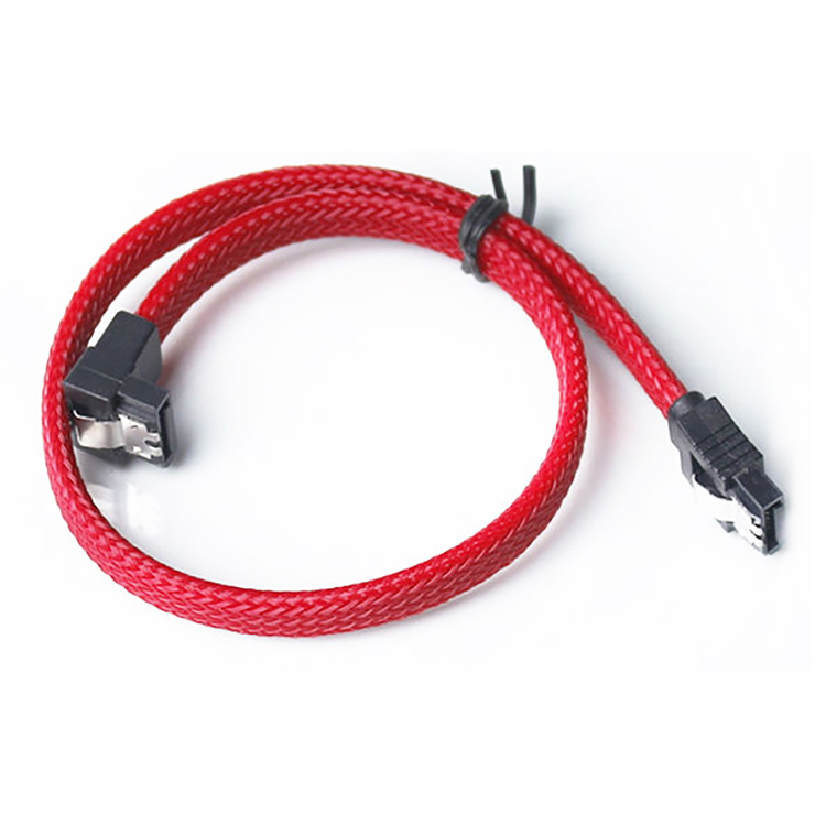 90 degree SATA 7pin Data Nylon Weaves Cable with Latch