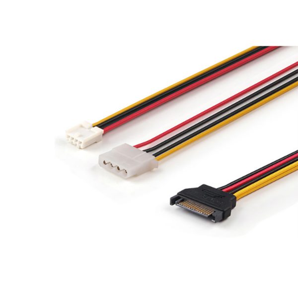 SATA 15-pin Power Male to Molex 4-pin LP4 +Floppy Drive 4-pin SP4 Female Y Cable