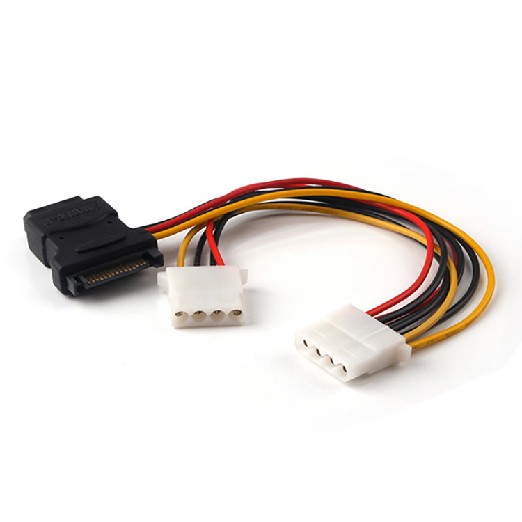 HDD 15 SATA naar 3x pinnen 4 Pin Molex Power Y-kabel