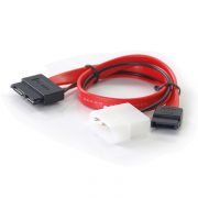 Slimline SATA 13-Pin Male to 7-Pin SATA Male with 5V-12V 4-Pin Molex Cable