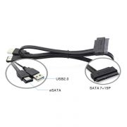 22 Pin SATA to USB2.0 and eSATA Adapter Cable For 2.5 HDD Laptop Harde schijf