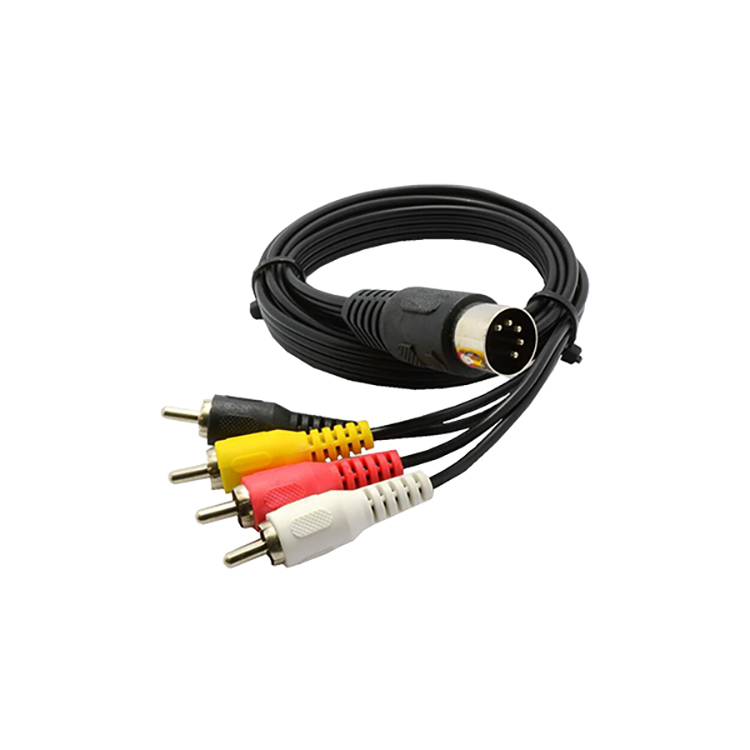 4 X RCA فونو إلى 5 كابل صوت بقابس DIN متوسط ​​الحجم