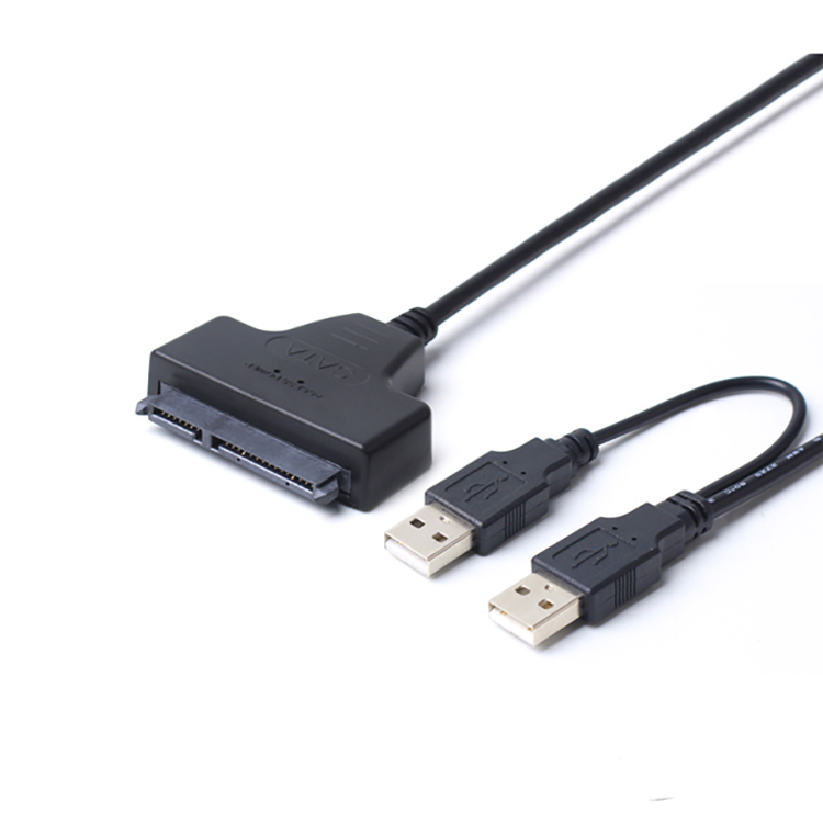 USB 2.0 USB電源ケーブル付きSATA22ピンアダプタYケーブルへ