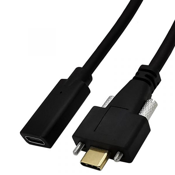 Dual Screw Locking USB 3.1 Type C Male to Female Cable