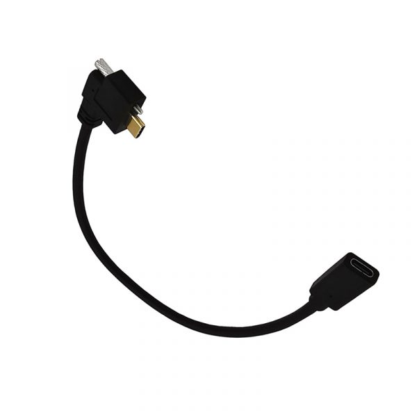 Left angle USB-C male to female Cable with Single Screw