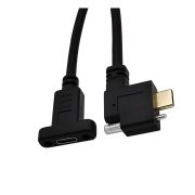 Right angle USB-C Male to Female Panel Mount Cable with Screw