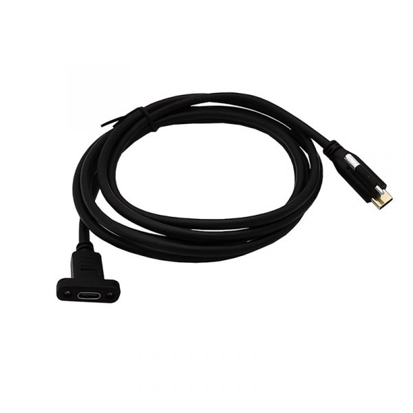 Cable de montaje en panel USB-C macho a USB-C hembra de un solo tornillo
