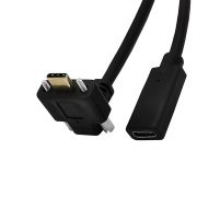 USB 3.1 Male to Female Type C 90 Cable tipo C macho a hembra con tornillos