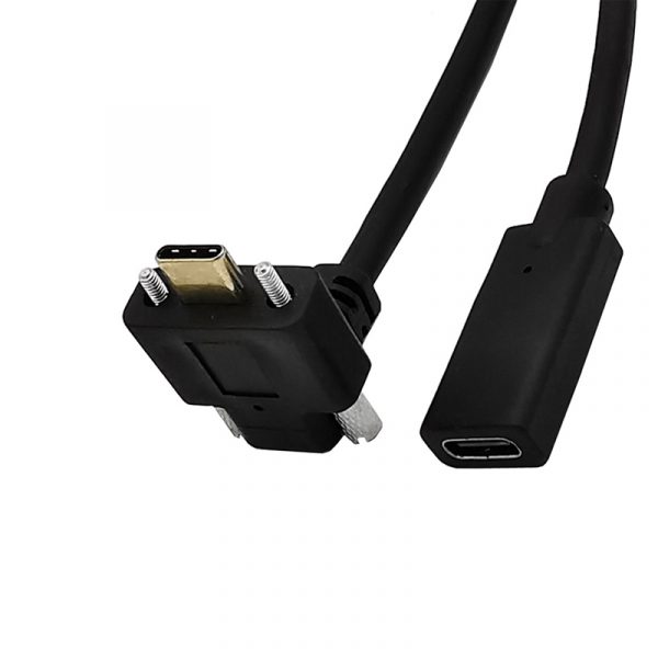 USB 3.1 Male to Female Type C 90 grade Cablu cu șurub