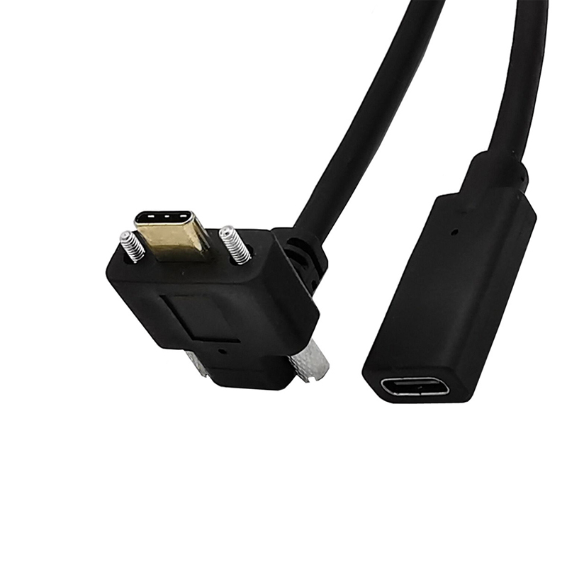 90 degré USB Type C Angle vers le haut Câble mâle à femelle avec vis