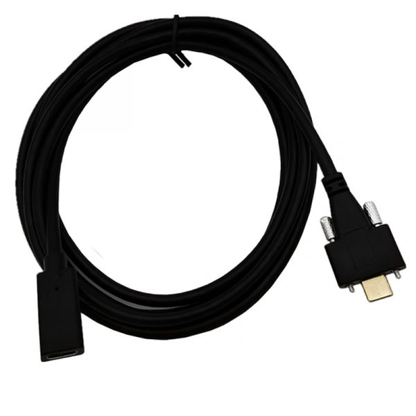 USB-C Male to Female Cable with Screw Locking
