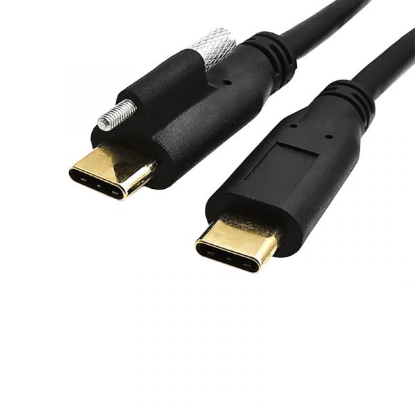 USB enkelskruvlås Typ-C till C hanekabel
