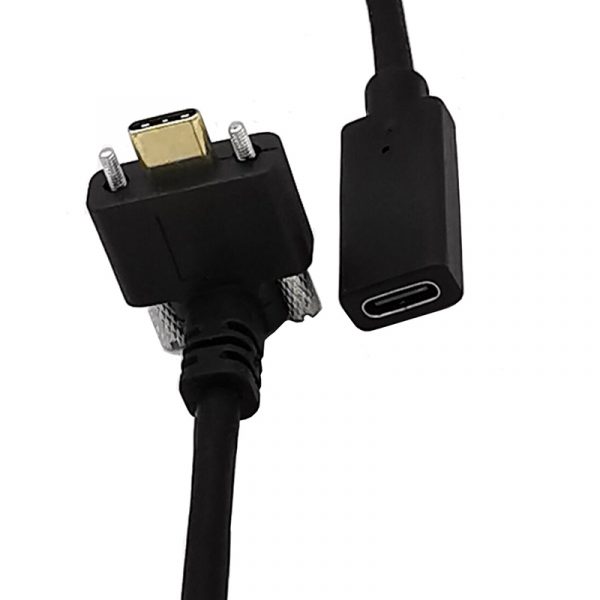 Câble USB de type C à angle vers le haut mâle à femelle avec vis