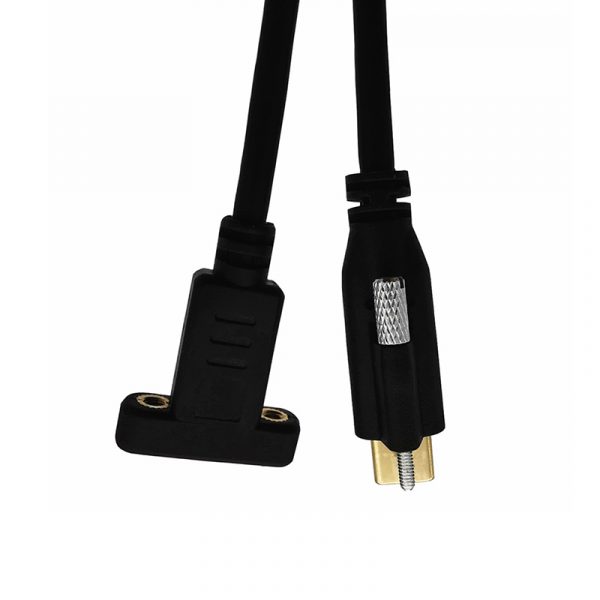 screw locking Type-C male to female panel Mount Cable