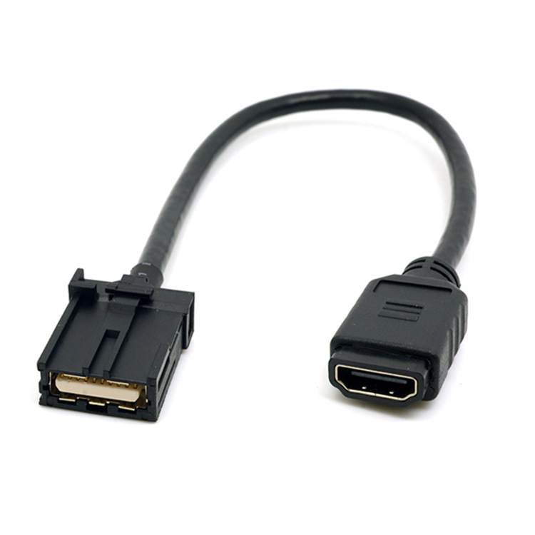 Starte Levi kot DisplayPort na DP kabel za montažo na ploščo z vijačno luknjo ima na eni strani moški priključek Displayport pod levim kotom