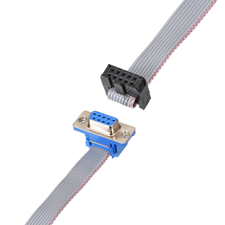 DB9 Female Panel Mount to 10 Καρφίτσα IDC Ribbon Flat Cable