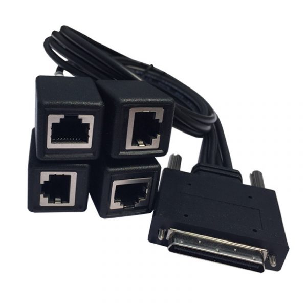 आईडीसी प्रकार 0.8 मिमी पिच वीएचडीसीआई 68 male to 4 ports RJ45 female Router Cable