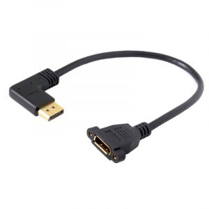 Right angle DP male to Displayport Female Cable with screw hole