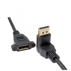 Down Angled Displayport male to DP female Panel Mount Cable
