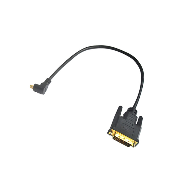 フラットスリムDVI-D 24+1 Pin To down angle Micro HDMI Cable