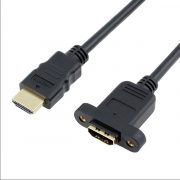 HDMI A male to female cable with screw nut for panel mount
