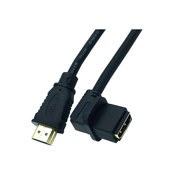 Câble d'extension HDMI mâle à femelle à angle gauche avec vis