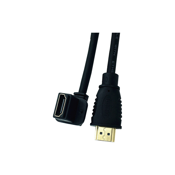 Montage sur panneau HDMI mâle à femelle Câble d'extension d'angle gauche à 90 degrés-1