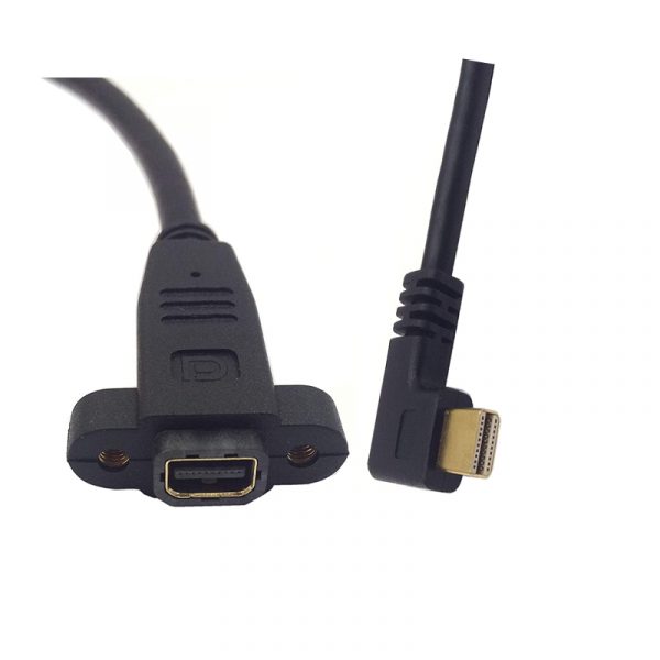Links schuin 90 Mini DisplayPort Male to Mini DisplayPort DP Female with Screw