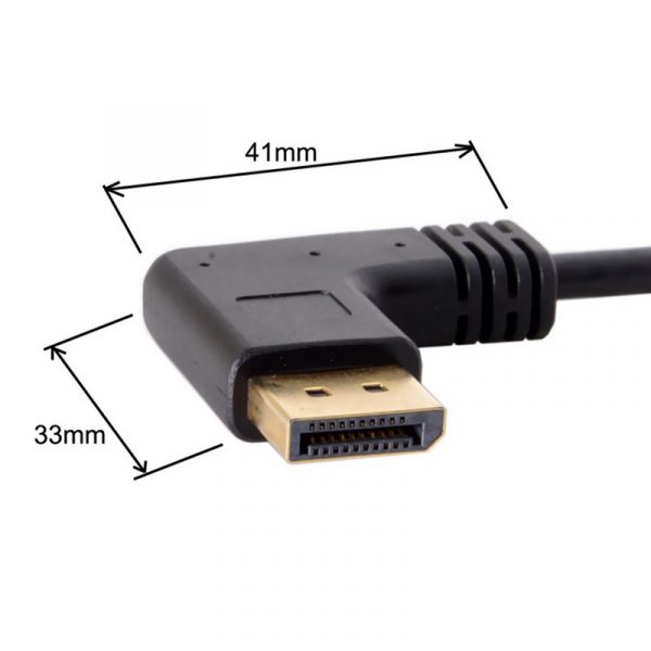 Left angle DP male to Displayport Cable with screw hole