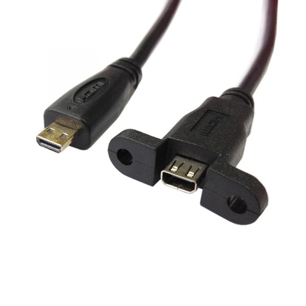 Cable de extensión micro HDMI con orificio para tornillo de montaje en panel 