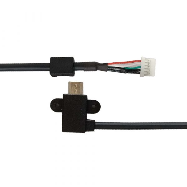 Micro USB angle to 5 cabo da caixa do pino com orifícios de bloqueio