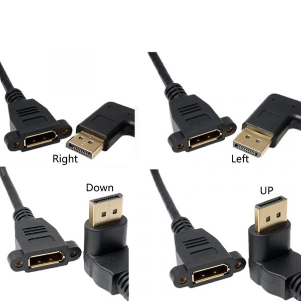 Right angle DP male to Displayport Cable with screw hole