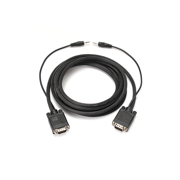 Standard VGA Male to Male Cable with 3.5mm Stereo Audio 