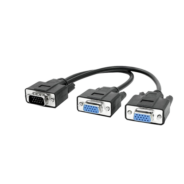 VGA 15pin male to 2 ports female Y splitter cable