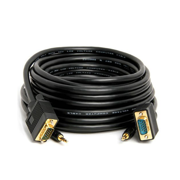 VGA HD15 3,5 mm stereofoniczny męski na męski kabel audio wideo + 3.5mm Male to Male Cable Gold Plated cable
