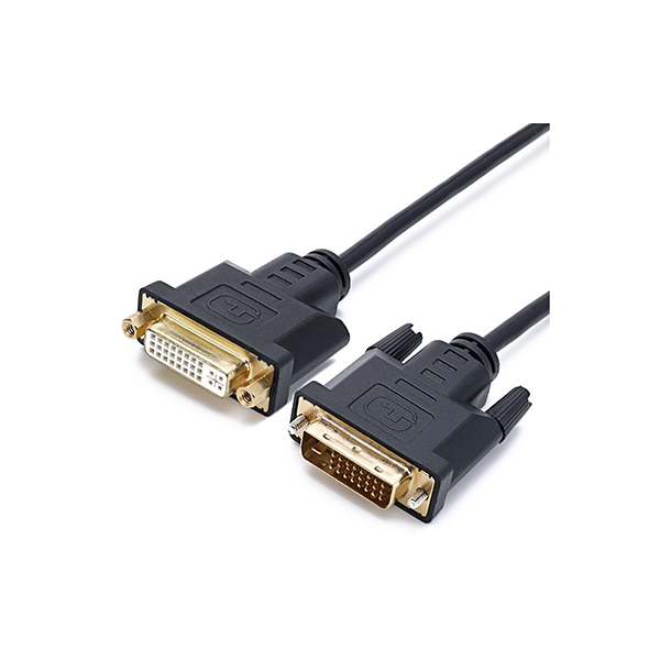 DVI 24+1 पुरुष से वीजीए महिला वीडियो फ्लैट केबल में एक मानक डीवीआई-डी दोहरी लिंक पुरुष कनेक्टर और एक मानक वीजीए महिला कनेक्टर है। यह डीवीआई-डी आउटपुट के साथ डीवीआई संगत सिस्टम को वीजीए सुसज्जित मॉनिटर और डिस्प्ले से जोड़ता है। 24+5 female extension cable