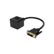 フラットスリムDVI-D 24+1 男性から 2 Dual HDMI Female Y-Splitter Adapter Converter Cable
