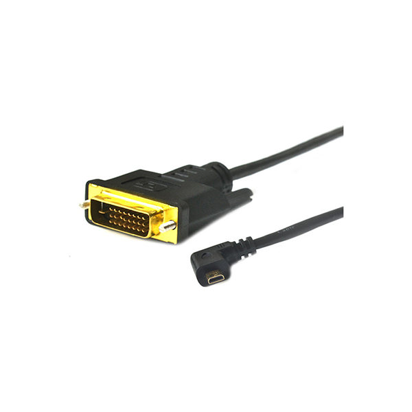 フラットスリムDVI-D 24+1 ピン留め 90 degree angled Micro HDMI cable