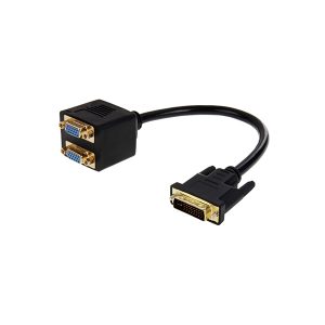 DVI-I 24+5 Pins Analog to 2 Dual VGA Female Monitor Splitter Cable