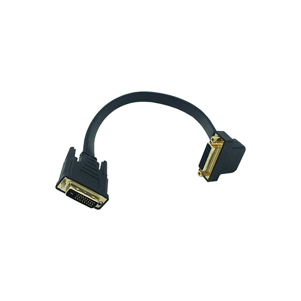 Flat Slim 90 degree DVI 24+5 Female to DVI 24+1 Male Cable